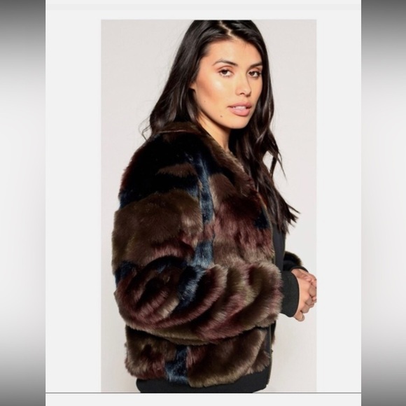Anthropologie Marrakech Alyssa Camo Faux Fur Bomber Jacket Sz M Moss - Picture 2 of 4